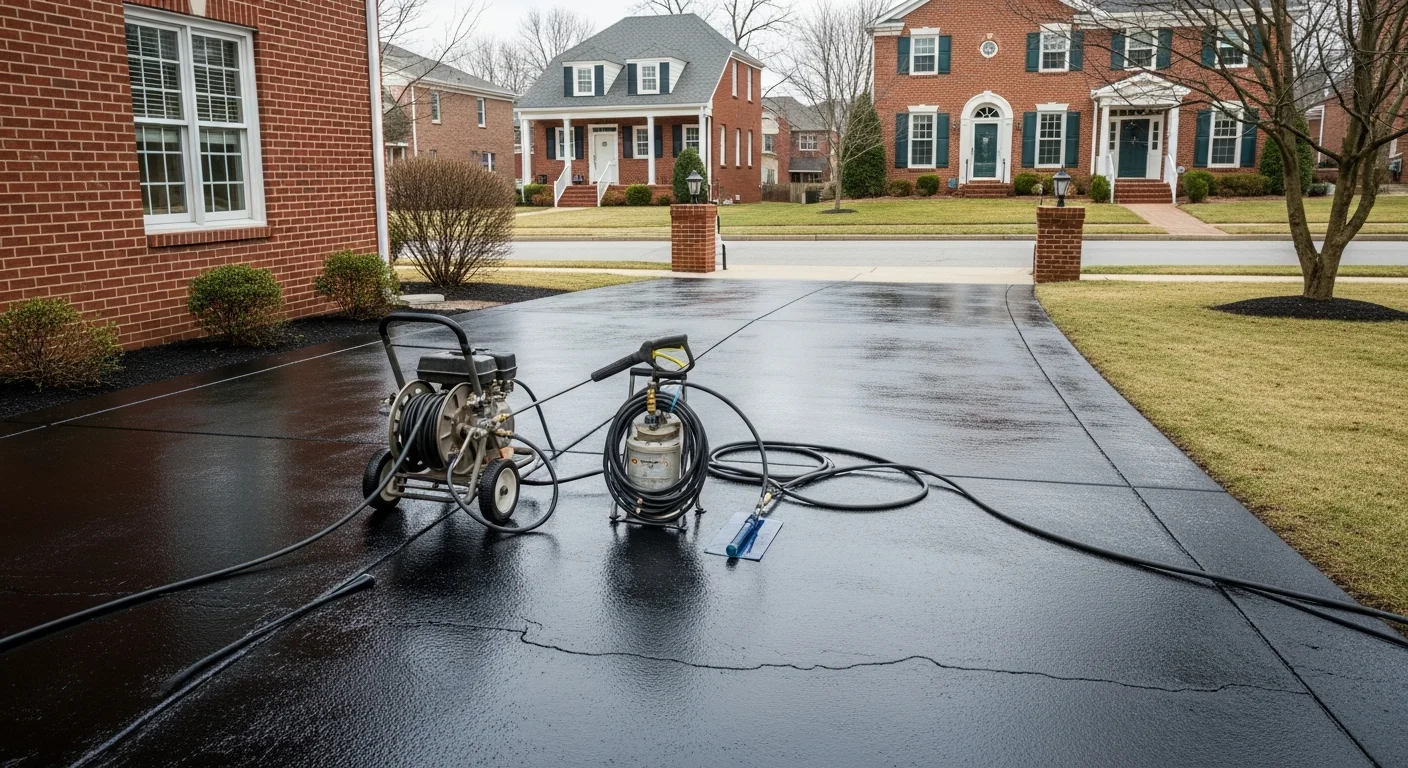 Sealed concrete driveway showing protective finish